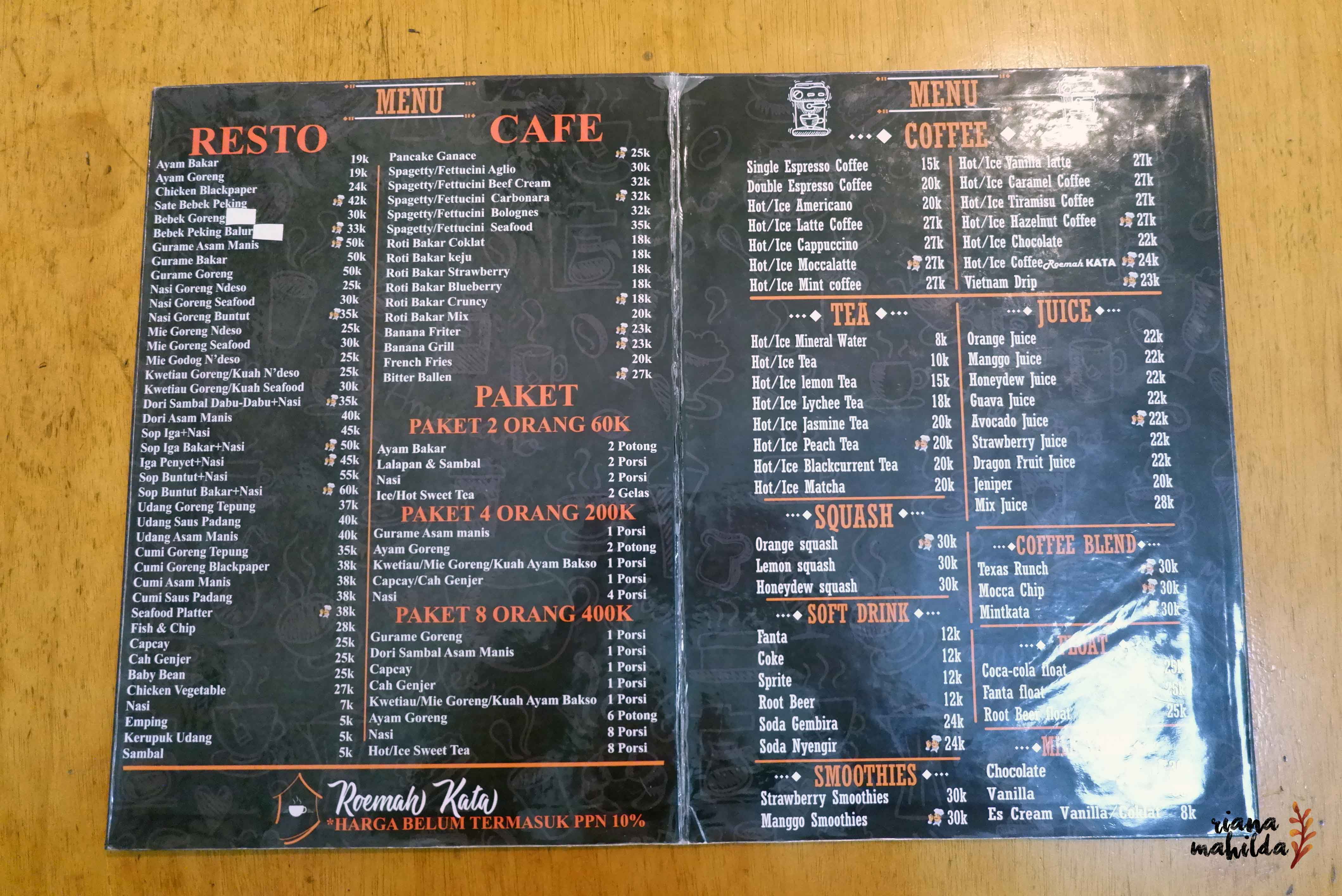 Menu Roemah Kata Depok